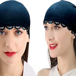 Solid, Self Design, Embellished Skull Cap-5