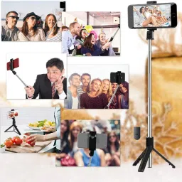 POZUB Selfie Stick Stand with Bluetooth Remote Mobile Tripod Gimbal Free Carry Bag Tripod, Monopod, Monopod Kit, Tripod Ball Head, Tripod Bracket, Tripod Clamp, Tripod Kit image 4