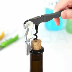 fitup ™ Folding Waiters Wine Bottle Corkscrew Beer Cap Opener With Black Plastic Handle ™ Folding Waiters Wine Bottle Corkscrew Beer Cap Opener With Black Plastic Handle Bottle Opener image 4