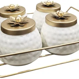 appeasy Metal 4 Bowl with Gold MS Frame Dry Fruits, Sweets, Candy Serving Tray Tray Serving Set-picture-33