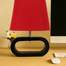 devansh Red Cotton Table Lamp With Wood Black Base -4 For Bedroom, Living Room Table Lamp-picture-43