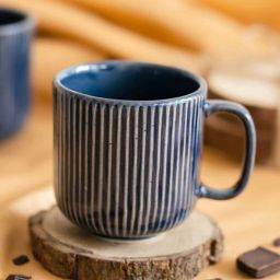 glimpse homes Stripped 330ml Blue Ceramic (Set of 2) Coffee Mugs-picture-26