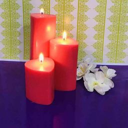 hosley Heart Shape Red Soy Wax Pack of 3 Scented Pillar Candle-picture-45