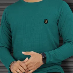 Men Solid Round Neck Polyester Green T-Shirt-image-36