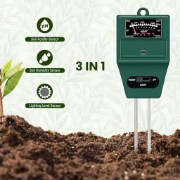 roots & leaf Solar pH Meter for Soil Testing 3 in 1 Soil Moisture Sensor, Soil pH Meter Soil Test Kit image 2
