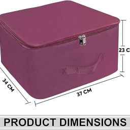 Ansarii Storage Bags for Clothes,Saree with Zip Closure & Handle (Magenta, Pack of 4) Polyester Laundry Bag image 3