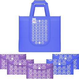 Pack of 6 Smile Foldable Grocery/Shopping Bags For Women | Dark Blue & Purple Pack of 6 Grocery Bags-image-12