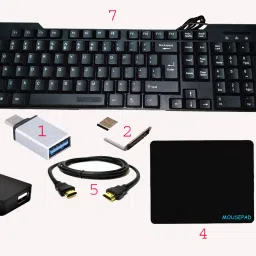 RSG 7 IN 1 COMBO- KEYBOARD ,MOUSE,MOUSEPAD,USB HUB , HDMI CABLE & TYPE C ,V8 OTG Combo Set-28