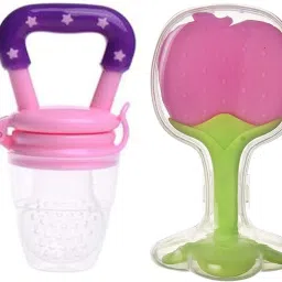 Nibbler Soother for Babies Fruit Feeder Kids Nipple Pacifier for Fruit Vegetable and Fruit Shape Silicone Teether (Set of 2) Teether and Feeder-1