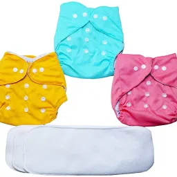 Reusable Cloth Diaper, Washable Adjustable Infants Nappy with Insert- (0-24 Months, Pad Included) - Pack/Combo of (3 Cloth Diaper+3 Microfiber Insert)-19