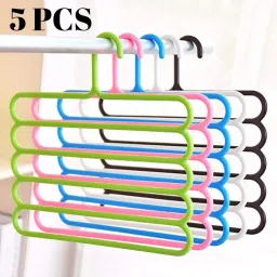 Multi-Purpose 5 Layer Pants Clothes Hanger Wardrobe Storage Organizer Plastic Hangers Plastic Scarf Pack of 5 Hangers For Scarf-10