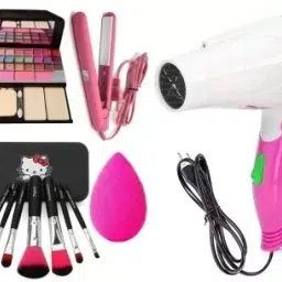 6155 Makeup Kit, Straightener, Hair Dryer 1290,Brush ,Puff, Kajal-image-34