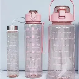 Set of 3 Transparent Water Bottle Motivational Time Marker, Leakproof 3000 ml Bottle-10