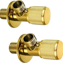 High Quality Gold Angle Valve Tap | Gold Finish | Set of 2 Angle Cock / Golden Angle Valve Faucet Tap For Bathroom, Kitchen and Wash Basin (Pack of 2) Angle Cock Faucet-image-16
