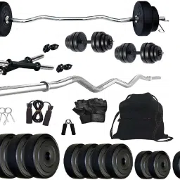 32 kg 32Kg PVC weight with 3ft Curl Rod and Accessories Home Gym Combo-image-43