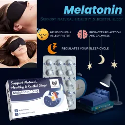 EYE MASK(1) with MELATONIN-10mg chewable tablets(15) for natural & restful sleep-image-2