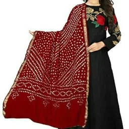 Silk Blend Printed Maroon Women Dupatta-image-3