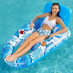 patpat Inflatable Pool Lounger for Adult, Long Swimming Pool Float Inflatable with Head Inflatable Inflatable Toy Pump image 2