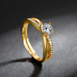 Cross adjustable Ring For Women Girls Stainless Steel Swarovski Zirconia Gold Plated Ring-image-29