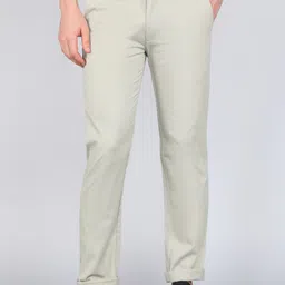 peter england Men Regular Fit Green Cotton Blend Trousers-picture-41