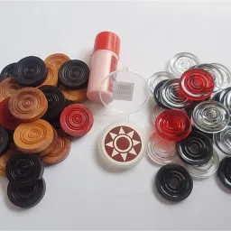 Caarrom Coins , Crystal & Wooden with striker and Powder Carrom Pawns-picture-38