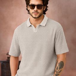 force Men Solid, Self Design Polo Neck Polyester Beige T-Shirt-picture-13