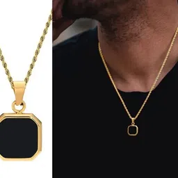 vedansh Piyush Enterprises Stylish Silver Plated Black Onyx Pendants Gold-plated Onyx Brass Pendant-picture-5