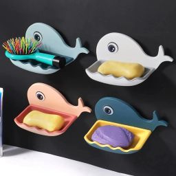Fish Shape Cute Adhesive Waterproof Wall Mounted Soap Dish(PACK OF 4)-image-82