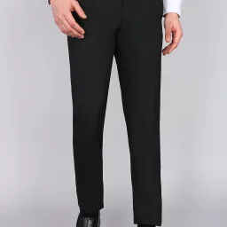 Men Slim Fit Black Polyester Trousers-image-99