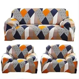 Polyester Geometric 3+1+1 Seater Sofa Cover-image-47