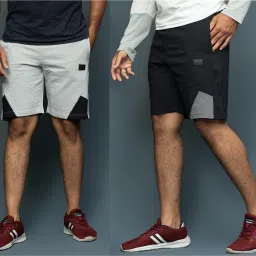 Pack of 2 Color Block Men Black, Grey Night Shorts-image-73