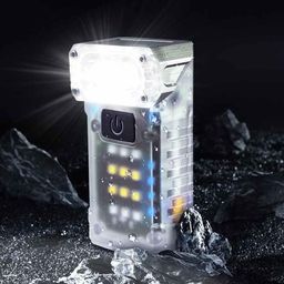 Emcrovi Multifunctional Mini Work Light Rotation Headlight,180 Degree Rotating Light,Transparent Torch,LED Powered Free Standing Flashlight,Rechargeable (Pack of 1) image 2