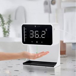 DEBONAIR 2 IN 1 IR THERMOMETER & AUTOMATIC SANITIZER DISPENSER WITH VOICE TEMPERATURE ALERT 1 L SANITIZER STAND DISPENSER image 1