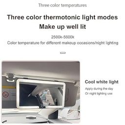 Cozora Car Sun Visor Mounted Led Vanity Mirror with 3 Light Modes and 80 Leds, Rechargeable Makeup Mirror - Dimmable Touch Control, Light Up Mirror Universal image 3