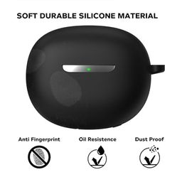 Sounce Case Cover for Boat Airdopes Flex 454 ANC, 360° Protection, Shockproof Design, Scratch Resistant, Silicone Case with Keychain (Front LED Visible) - Black image 5