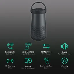 BOSE SoundLink Revolve Plus with Google & Siri Compatible Smart Speaker (16 Hours Playtime Time, Black) image 2