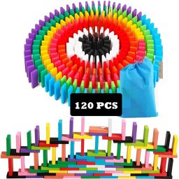 120 pcs 12 Color Wooden Domeenos Blocks Set, Kids Game Educational Play Toy-12