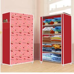 5 Shelf Foldable Collapsible Wardrobe Storage Organizer Almirah Cloth Rack PP Collapsible Wardrobe-image-40