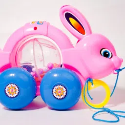 asian Flappy Rabbit-Pull Along Toy Cuddly Rabbit with Moving Ears Pack of 1-Multicolor image 3