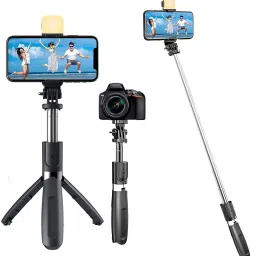 Worricow TOP PRICE R1S 3-in-1 Bluetooth Selfie Sticks Light Multifunctional Phone Holder Tripod, Tripod Ball Head, Tripod Kit-14