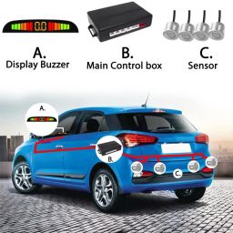 techomania PKNB2163 Black Car Reverse Parking Sensor with LED Display 4 Sensor PKNB2163 Parking Sensor image 4