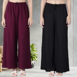 Pack of 2 Women Regular Fit Multicolor Viscose Rayon Trousers-image-31