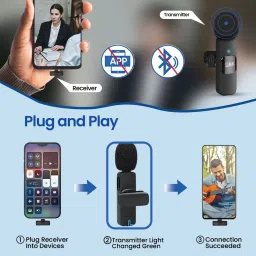 mak M9 Dual Wireless Microphone for Vlogging/Recording/Youtube for Type C/iPhone Microphone image 3