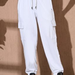 Women Solid White Track Pants-image-42