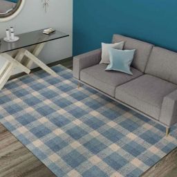 Blue Geometric Wool 5 ft x 7 ft Hand Tufted Carpet by Saraswati Global-picture-9