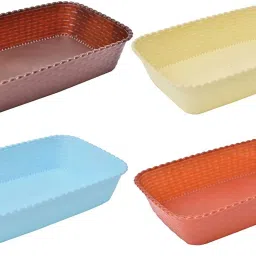 Virgin Plastic Multipurpose Storage Box / Tray - Set of 4 Plastic Fruit & Vegetable Basket-12