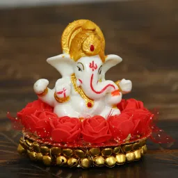 Lord Ganesha idol on Decorative Plate for Car and Home Aluminium 1 - Cup Tealight Holder-image-50
