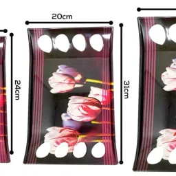 upc Melamine Multicolor Black Flora Stylish Serving Tray, Set of 3 Royale Series Tray image 4