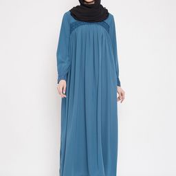 NABIA Women Blue Solid Lace Work Abaya Burqa-image-36