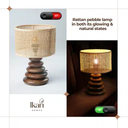 ikari homes Boho Rattan Pebble Table Lamp I Handcrafted Premium Wooden Rattan Lamp Table Lamp image 4